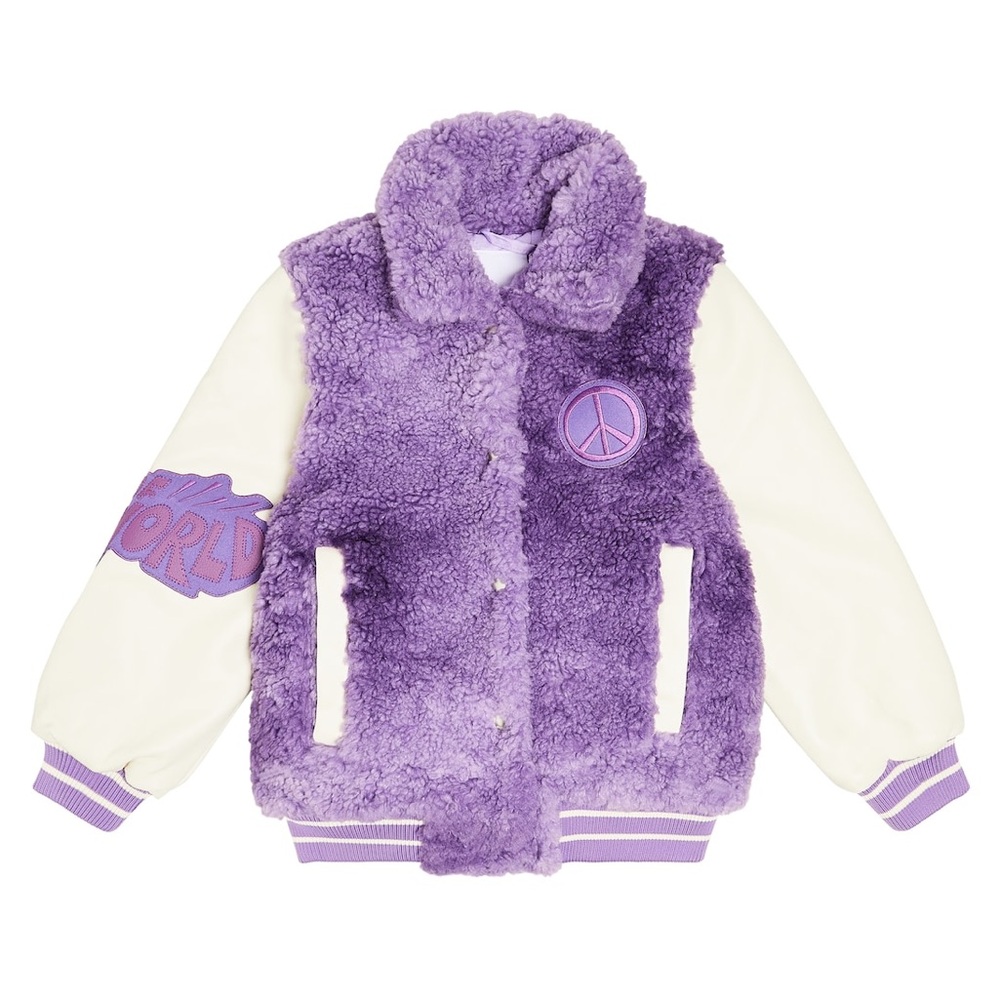 Milo Haily faux shearling-paneled varsity jacket size 176 MEDIUM